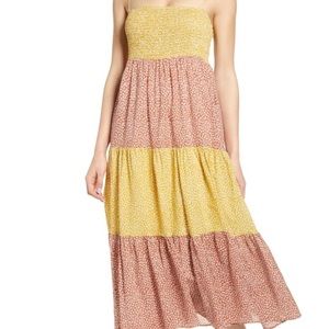 Colorblock Ditsy Floral Smocked Sundress